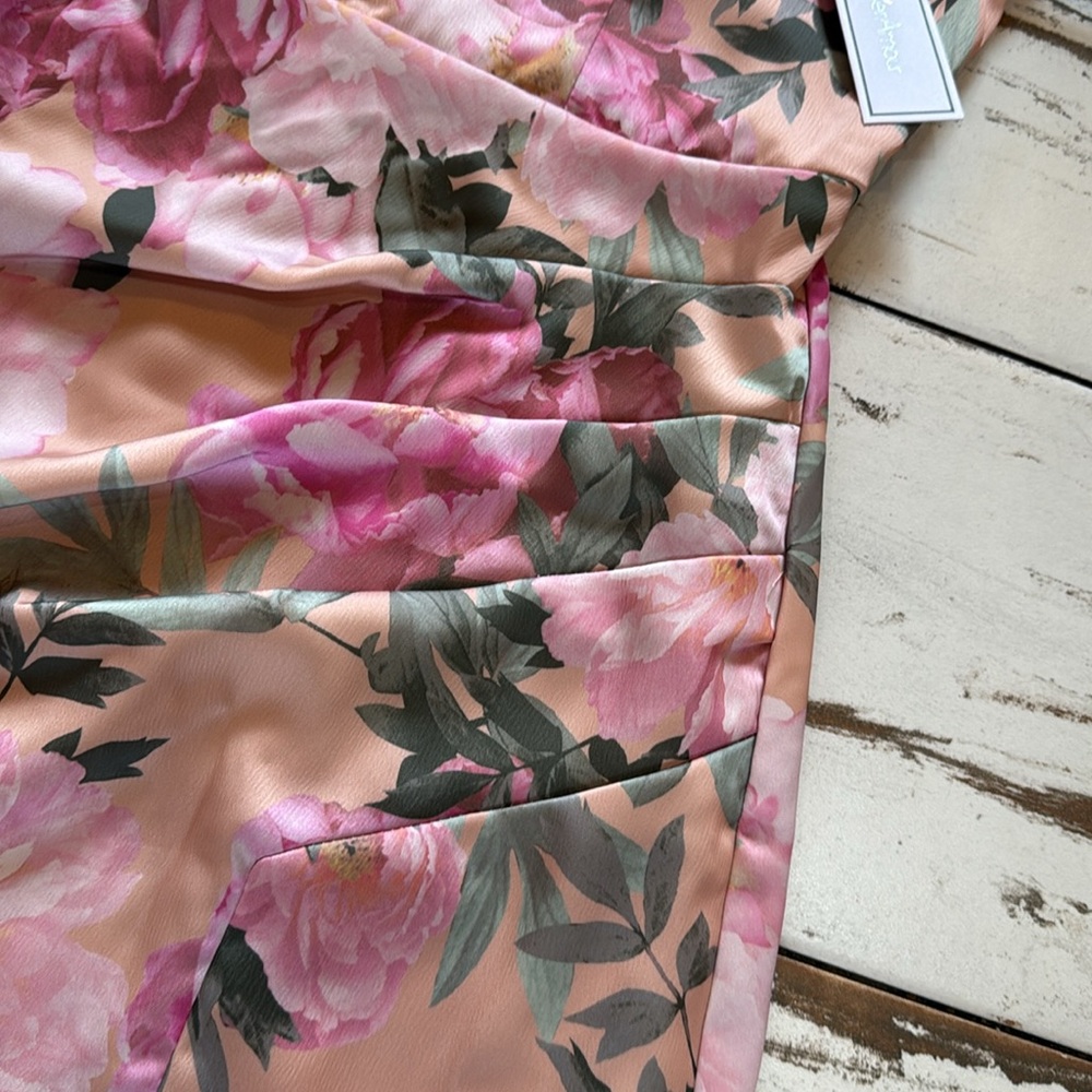 Wedding guest vibes! NWT pink floral midi dress Premier Amour brand - Picture 7 of 11
